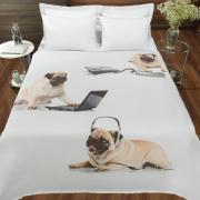 Cobertor Avulso King Flanelado com Estampa Digital - Pug Amigos - Dui Design