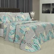 Kit: 1 Cobre-leito Casal + 2 Porta-travesseiros 150 fios - Qatar Cinza - Dui Design