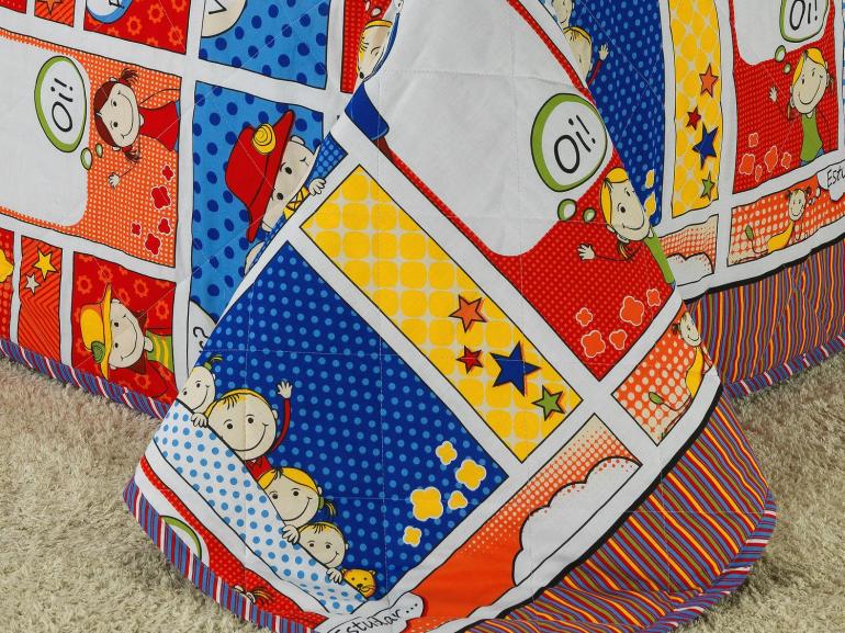 Jogo de Cama Casal Kids 150 fios 100% Algodo - Quadrinhos Multicor - Dui Design