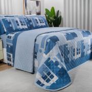 Kit: 1 Cobre-leito Casal + 2 Porta-travesseiros 150 fios - Quasar Azul - Dui Design