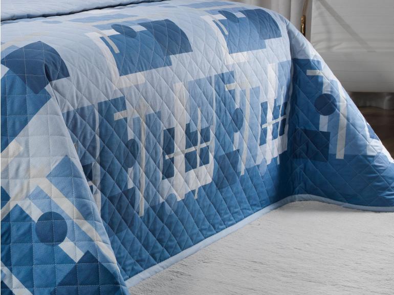 Kit: 1 Cobre-leito Casal + 2 Porta-travesseiros 150 fios - Quasar Azul - Dui Design