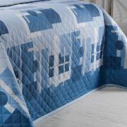 Kit: 1 Cobre-leito Casal + 2 Porta-travesseiros 150 fios - Quasar Azul - Dui Design