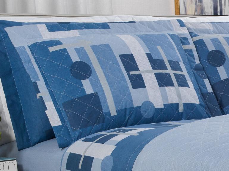 Kit: 1 Cobre-leito Casal + 2 Porta-travesseiros 150 fios - Quasar Azul - Dui Design