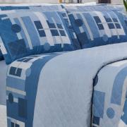 Kit: 1 Cobre-leito Casal + 2 Porta-travesseiros 150 fios - Quasar Azul - Dui Design