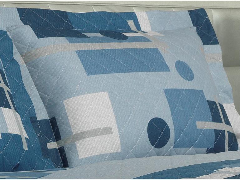 Kit: 1 Cobre-leito King + 2 Porta-travesseiros 150 fios - Quasar Azul - Dui Design