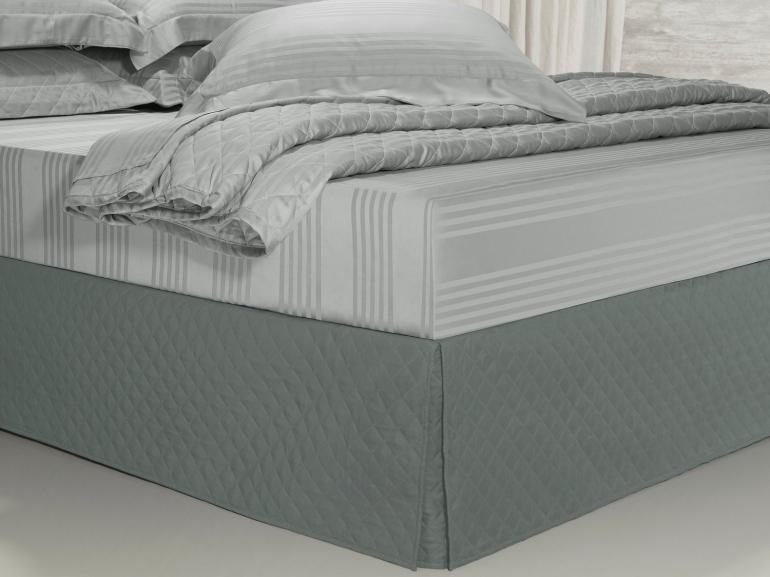 Saia para cama Box Matelassada com Tampo Queen - Quioto Matelada Cinza - Dui Design