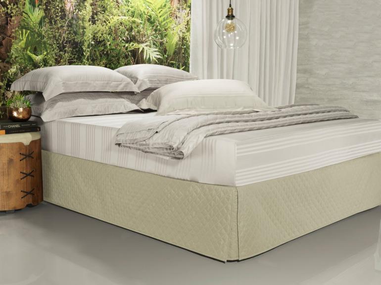 Saia para cama Box Matelassada com Tampão Queen - Quioto Matelada Marfim - Dui Design