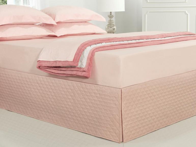 Saia para cama Box Matelassada com Tampo Queen - Quioto Matelada Rosa Velho - Dui Design