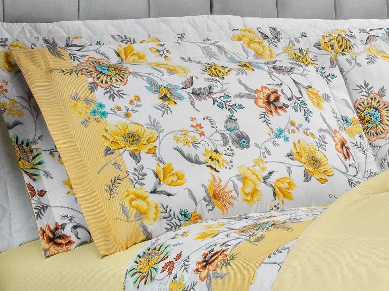 Jogo de Cama Casal Percal 180 fios - Raila Marfim - Dui Design