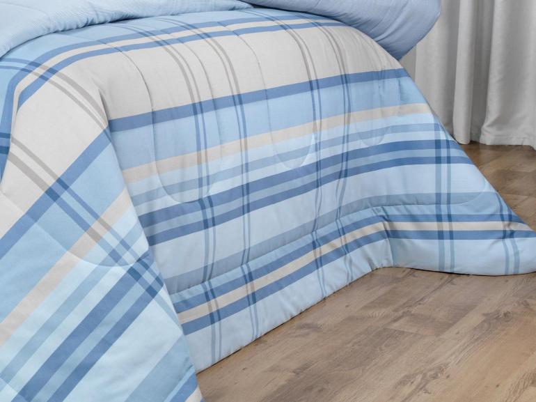 Jogo de Cama Casal Percal 200 fios - Ramsey Azul - Dui Design