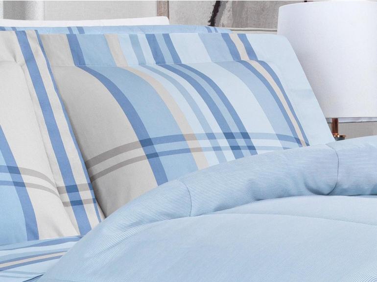 Jogo de Cama Casal Percal 200 fios - Ramsey Azul - Dui Design