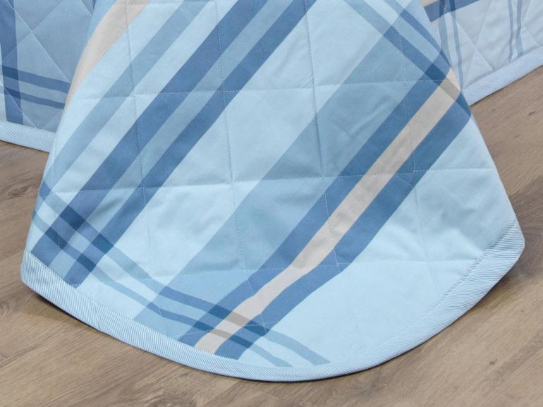 Kit: 1 Cobre-leito Casal + 2 Porta-travesseiros Percal 200 fios - Ramsey Azul - Dui Design