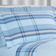 Kit: 1 Cobre-leito Casal + 2 Porta-travesseiros Percal 200 fios - Ramsey Azul - Dui Design