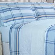 Kit: 1 Cobre-leito Casal + 2 Porta-travesseiros Percal 200 fios - Ramsey Azul - Dui Design