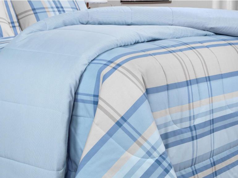 Edredom Casal Percal 200 fios - Ramsey Azul - Dui Design