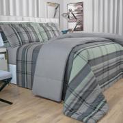 Jogo de Cama Casal Percal 200 fios - Ramsey Grafite - Dui Design