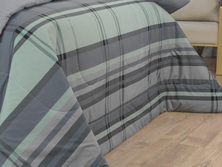 Jogo de Cama Casal Percal 200 fios - Ramsey Grafite - Dui Design