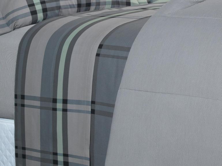 Jogo de Cama Casal Percal 200 fios - Ramsey Grafite - Dui Design