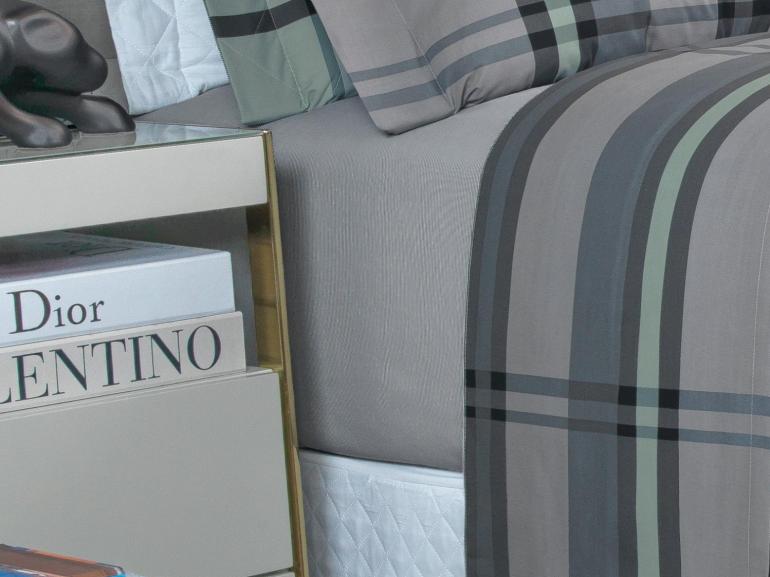 Jogo de Cama Casal Percal 200 fios - Ramsey Grafite - Dui Design