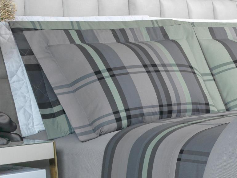 Jogo de Cama Casal Percal 200 fios - Ramsey Grafite - Dui Design