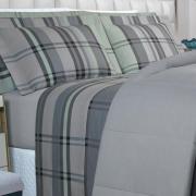 Jogo de Cama Casal Percal 200 fios - Ramsey Grafite - Dui Design