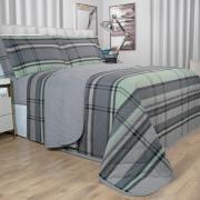 Kit: 1 Cobre-leito Casal + 2 Porta-travesseiros Percal 200 fios - Ramsey Grafite - Dui Design