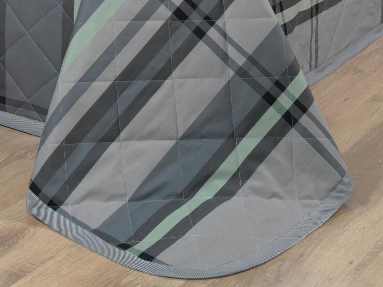 Kit: 1 Cobre-leito Casal + 2 Porta-travesseiros Percal 200 fios - Ramsey Grafite - Dui Design