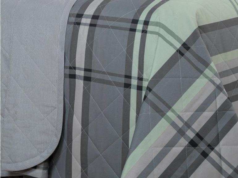 Kit: 1 Cobre-leito Casal + 2 Porta-travesseiros Percal 200 fios - Ramsey Grafite - Dui Design