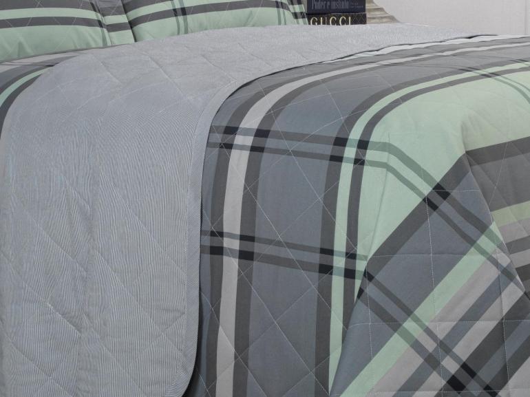 Kit: 1 Cobre-leito Casal + 2 Porta-travesseiros Percal 200 fios - Ramsey Grafite - Dui Design