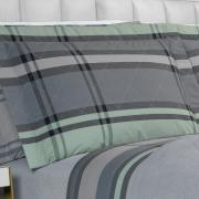 Kit: 1 Cobre-leito Casal + 2 Porta-travesseiros Percal 200 fios - Ramsey Grafite - Dui Design