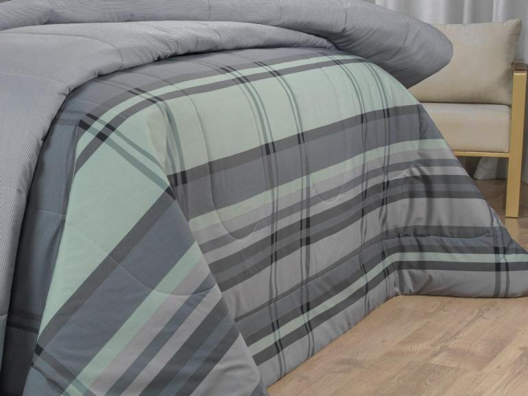 Edredom Casal Percal 200 fios - Ramsey Grafite - Dui Design