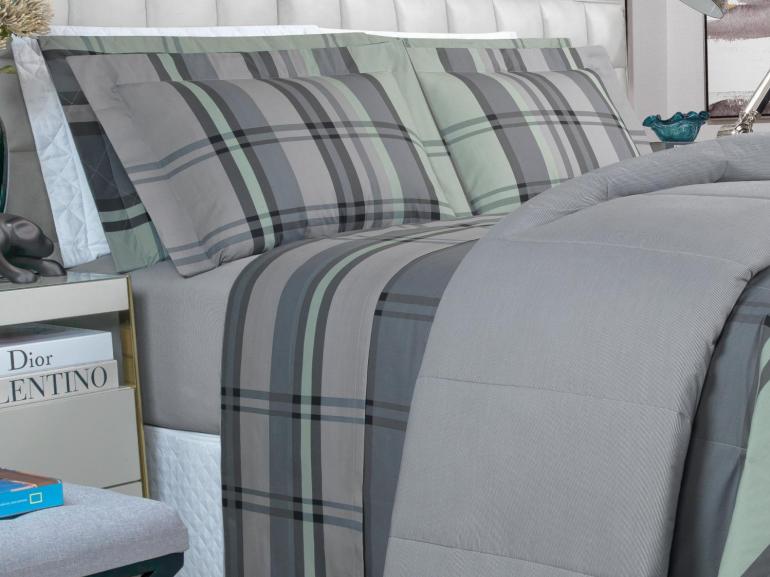 Edredom Casal Percal 200 fios - Ramsey Grafite - Dui Design