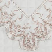 Enxoval King com Cobre-leito 7 peas Cetim de Algodo 300 fios com Bordado Ingls - Ravenna Branco e Rosa Velho - Dui Design