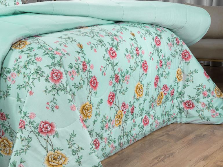 Jogo de Cama Casal 150 fios - Renata Menta - Dui Design