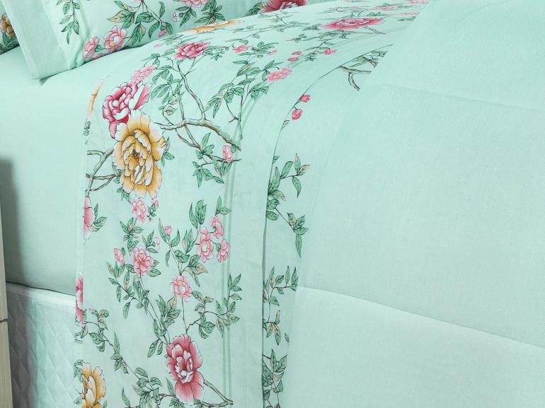 Jogo de Cama Casal 150 fios - Renata Menta - Dui Design