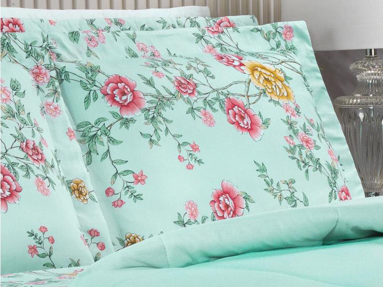Jogo de Cama Casal 150 fios - Renata Menta - Dui Design