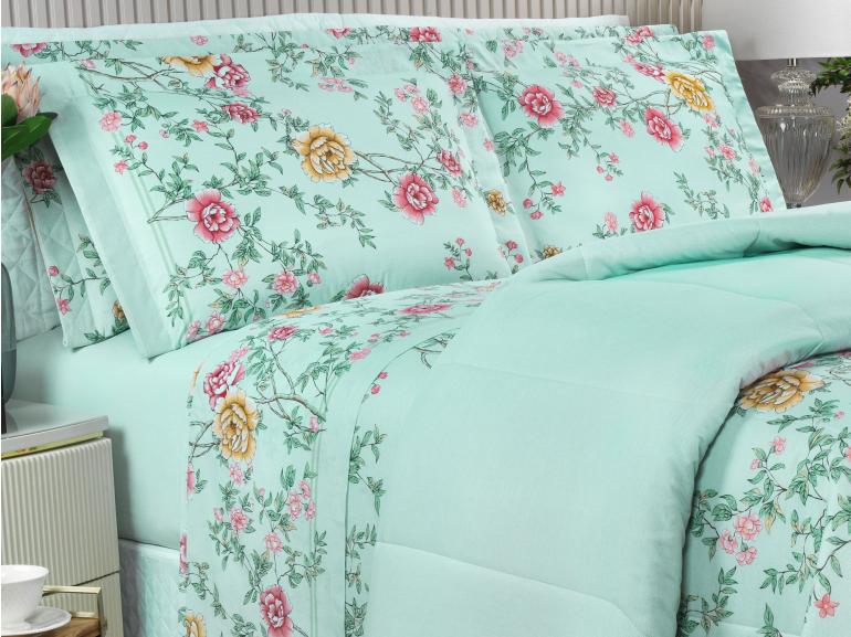 Jogo de Cama Casal 150 fios - Renata Menta - Dui Design