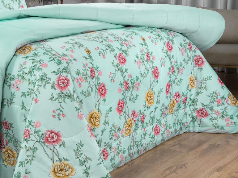 Enxoval King com Edredom 5 peas 150 fios - Renata Menta - Dui Design