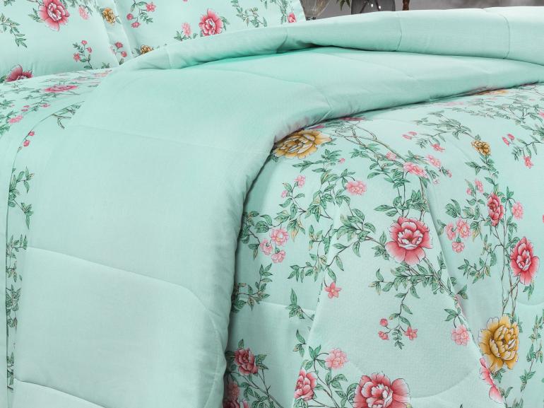 Enxoval King com Edredom 5 peas 150 fios - Renata Menta - Dui Design