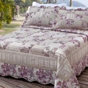 Kit: 1 Cobre-leito Queen PatchWork + 2 Portas-travesseiro - Renda - Corttex