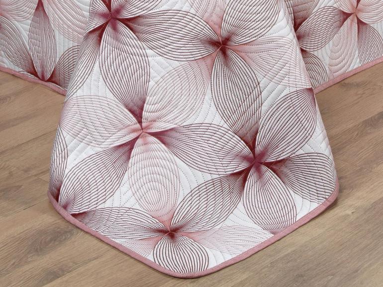 Kit: 1 Cobre-leito King Bouti de Microfibra Ultrasonic Estampada + 2 Porta-travesseiros - Riske Rosa Velho - Dui Design