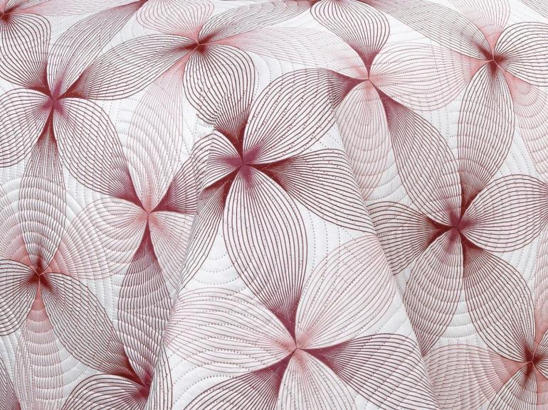 Kit: 1 Cobre-leito King Bouti de Microfibra Ultrasonic Estampada + 2 Porta-travesseiros - Riske Rosa Velho - Dui Design