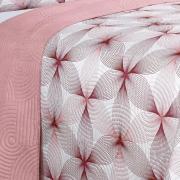 Kit: 1 Cobre-leito King Bouti de Microfibra Ultrasonic Estampada + 2 Porta-travesseiros - Riske Rosa Velho - Dui Design