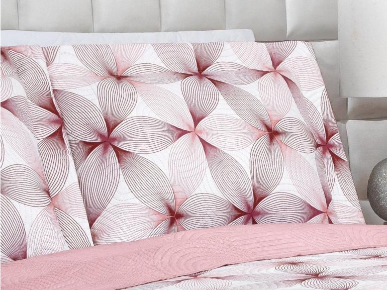 Kit: 1 Cobre-leito King Bouti de Microfibra Ultrasonic Estampada + 2 Porta-travesseiros - Riske Rosa Velho - Dui Design