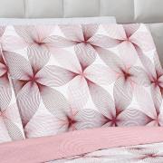 Kit: 1 Cobre-leito King Bouti de Microfibra Ultrasonic Estampada + 2 Porta-travesseiros - Riske Rosa Velho - Dui Design
