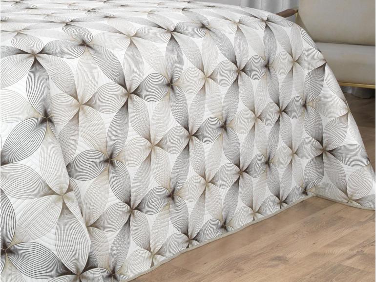 Kit: 1 Cobre-leito King Bouti de Microfibra Ultrasonic Estampada + 2 Porta-travesseiros - Riske Taupe - Dui Design