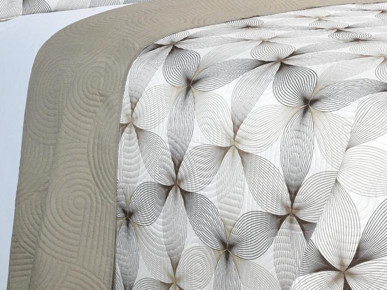 Kit: 1 Cobre-leito King Bouti de Microfibra Ultrasonic Estampada + 2 Porta-travesseiros - Riske Taupe - Dui Design