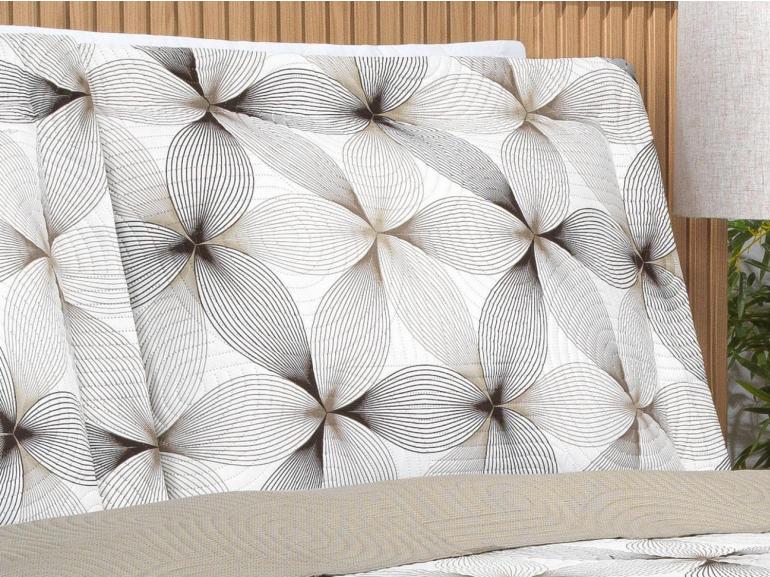 Kit: 1 Cobre-leito King Bouti de Microfibra Ultrasonic Estampada + 2 Porta-travesseiros - Riske Taupe - Dui Design