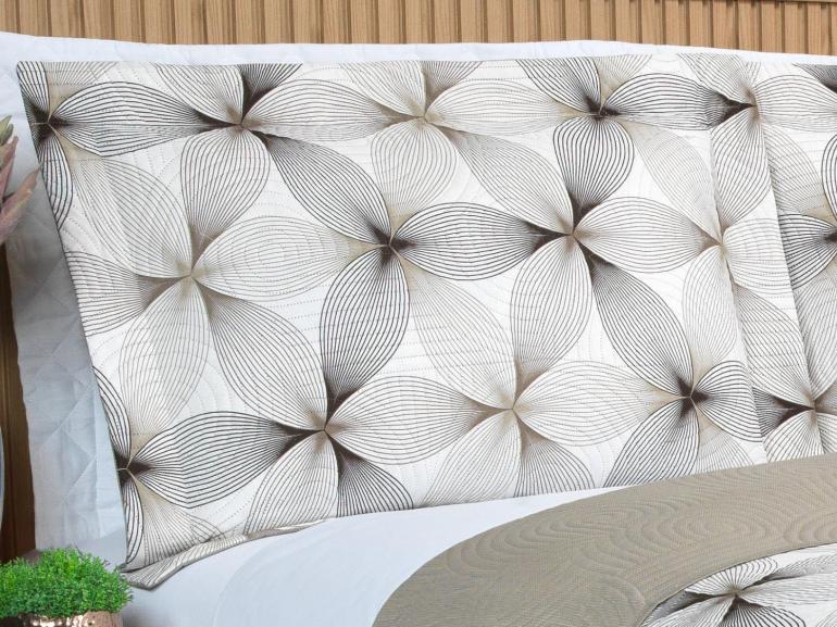 Kit: 1 Cobre-leito King Bouti de Microfibra Ultrasonic Estampada + 2 Porta-travesseiros - Riske Taupe - Dui Design