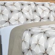 Kit: 1 Cobre-leito King Bouti de Microfibra Ultrasonic Estampada + 2 Porta-travesseiros - Riske Taupe - Dui Design